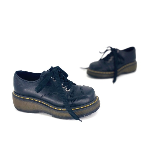 Dr. Martens Shoes - Dr. Martens Vintage Chunky Lace Up Black Platform Shoes Womens 6 1990s 90s Y2k